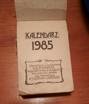 1985 kartka z kalendarza prezent urodziny rocznica