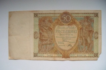  Banknot 50 zł.1929 r.  seria ES