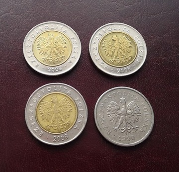 5 złotych 2008 rok Najrzadsze oraz 1 zł 1990 rok! 