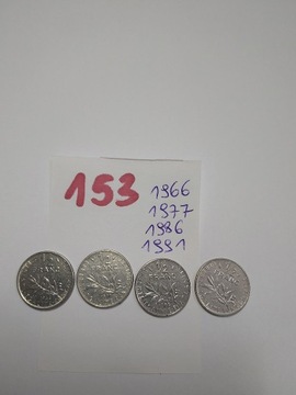 Moneta Francja 1/2 franka, 1965-2001