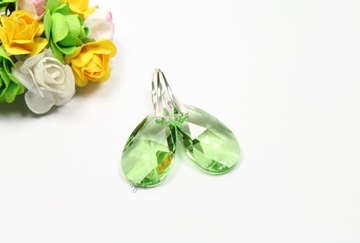 Kolczyki srebrne Pear Peridot Swarovski