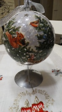 Duża bombka ręcznie robiona decoupage 15 cm