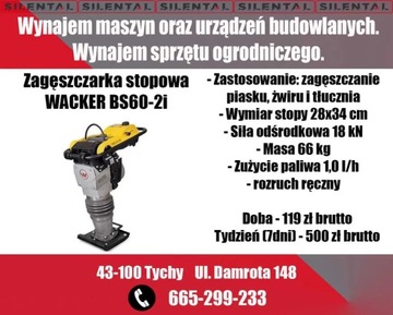 Wynajem zagęszczarki stopowej WACKER BS60-2i