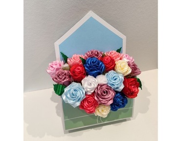 Duży Flower Box Kwiaty w Pudełku Handmade Bukiet