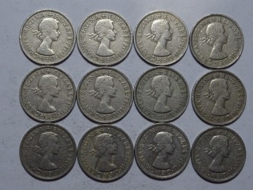 Anglia 12 monet 2 shillingi 1954-1966 rok -A39