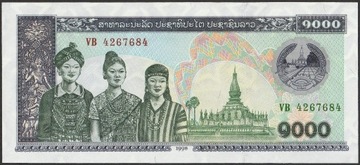 Laos 1000 kip 1998 - stan bankowy UNC