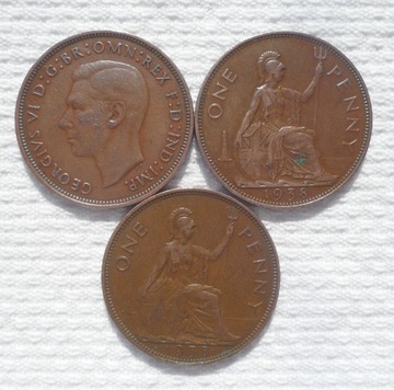 Wielka Brytania UK Jerzy VI 1 penny pens 1938 1szt