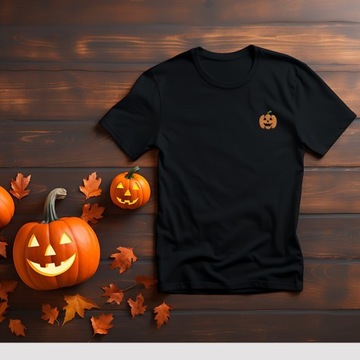 Czarna koszulka halloween dynia, rozmiar unisex S