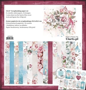 13 arts Zestaw papierów scrapbooking Rose in Love 