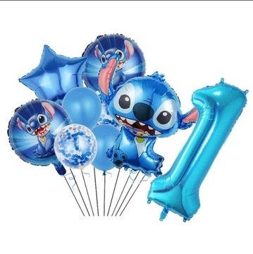 Balon cyfra LILO STICH cyferka urodziny niebieski