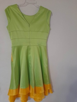  krótka letnia wizytowa sukienka 40 zielony żółty 