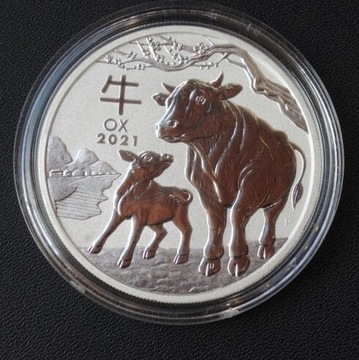 Rok bawołu 1$ 2021 Lunar III 1oz Ag 9999