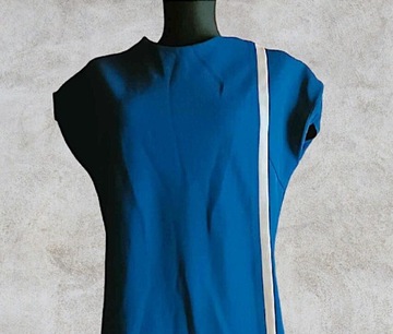  Niebieska mini sukienka z lat 60, na lato M