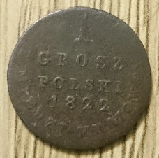1 grosz 1822 z miedzi krajowey rzadki 