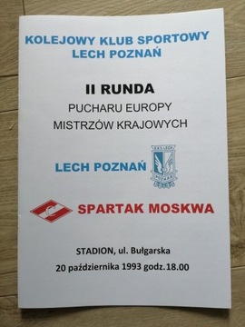 Program Lech Poznań - Spartak Moskwa 1993