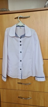 Biała bluzka wizytowa/szkolna długi rękaw 146