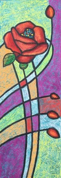 Obraz Malowany Nowoczesny Modne Kolory Kwiaty Maki Abstrakcja