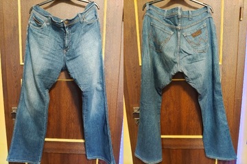 Wrangler jeansy łata, szeroka nogawka 38/34