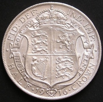 Wielka Brytania 1/2 korony 1916 - Jerzy V - srebro