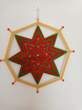 Mandala z włóczki, handmade, ozdoba ścienna