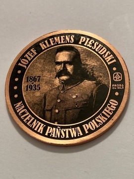Piłsudski. Moneta miedziana fi 38 mm. Gyges