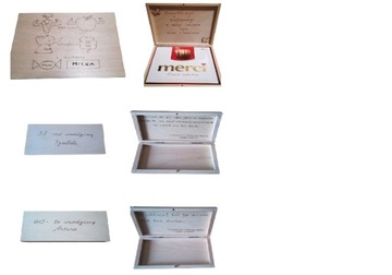 Drewniane pudełko na banknoty merci grawer różne