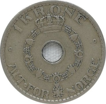 Norwegia 1 krone 1926, KM#385