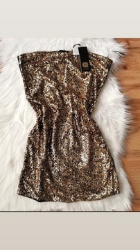 Sukienka cekinowa złota sylwester (XL)