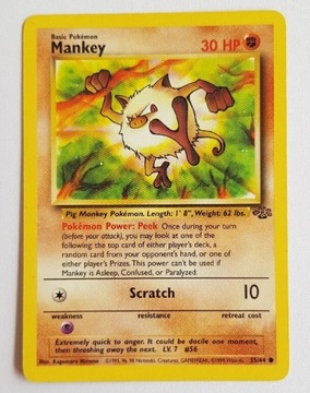 Karta Pokemon Mankey 55/64 Jungle oryginał ładna