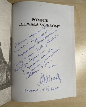 Gen. Czesław Piotrowski „Chwała Saperom” autograf