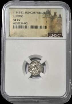 Denar Ludwika Wielkiego króla Polski - grading NGC