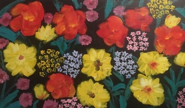 Obraz ręcznie malowany Pędzlem Na płótnie Kwiaty