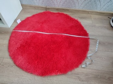 Nowy czerwony dywan puszysty okrągły 80 cm 