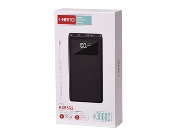 Powerbank 30000mAh wyświetl LCD, 4 USB,latarka 