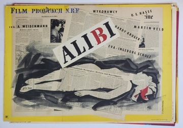 ALIBI Oryginalny Plakat Filmowy Jaworowski '57