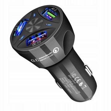 SZYBKA ŁADOWARKA SAMOCHODOWA QUICK CHARGE 3 X USB