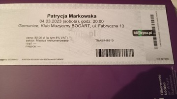Bilet Patrycja Markowska 