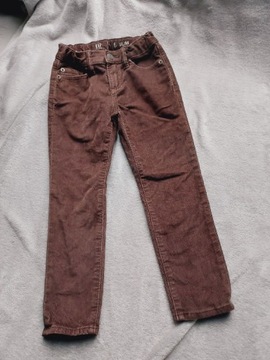 Spodnie sztruksy brązowe 110, rurki 