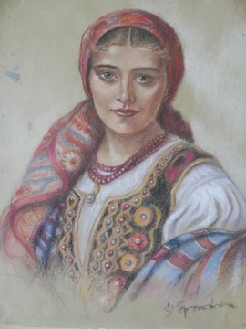 Stary obraz - portret w technice pasteli.