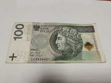 Banknot 100 zł seria CC rok 2012
