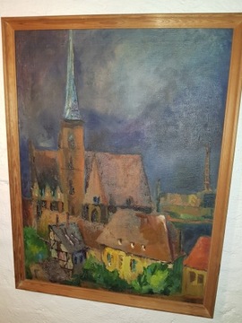 Jerzy Scholz  - Wrocław duży obraz olejny 