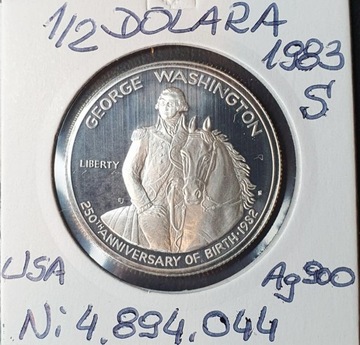 1/2 dolara 1982 S . Usa , Ag900, N: 4.894.044 szt.