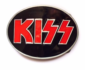 czarna metalowa klamra sprzączka na pas Kiss