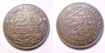 Holandia 2,5 cent 1914 r.
