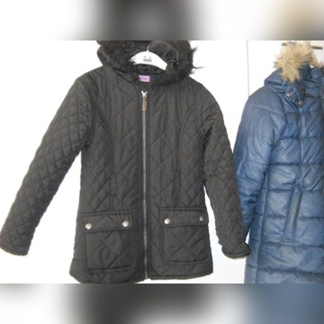 FF czarna pikowana kurtka płaszcz 8-9 lat,128-134 