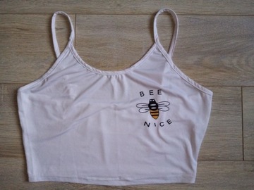 Biały crop top z pszczołą Sheinside Bee Nice M