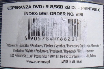 DVD+R DL, 8.5 GB. Esperanza, Maxell, PlexDisk.