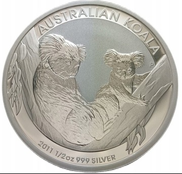 Srebrna moneta 2011 Australijski Koala, 1/2 uncji