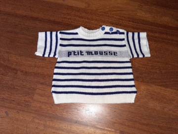 Niebiesko-biała koszulka dla niemowlaka vintage 68