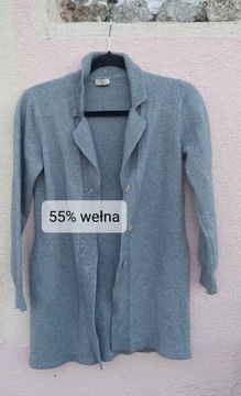 sweter kardigan Hess natur 55% wełna 36 38 s m 